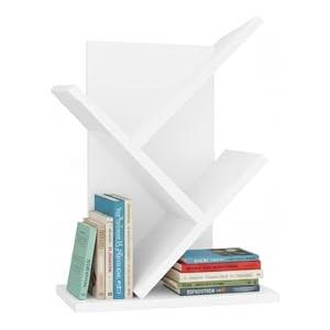 Baroni Home Libreria ad Albero Salvaspazio a 2 Ripiani Scaffale Portalibri Verticale da Terra per Soggiorno, Studio e Cameretta, 18x30x40 cm, Bianca