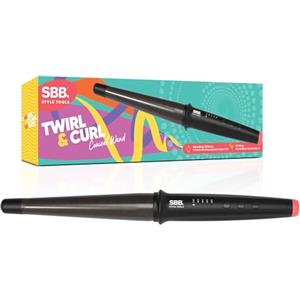 SBB Twirl & Curl Bacchetta arricciacapelli conica - Ferro arricciacapelli Styler con fusto conico, bacchetta per capelli per onde e arricciature, infusa con oli super lisci, pinza arricciacapelli