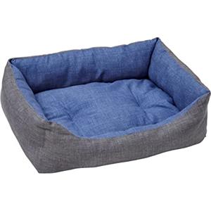 Baroni Home Cuccia per Cane in tessuto Grigio e Blu Taglia L 70 x 85 cm, Morbido Divano Rettangolare, Comodo, per Camera da Letto Salotto Corridoio, Lavabile