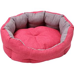 Baroni Home Cuccia per Cane e Gatto in tessuto Grigio e Bordeaux Taglia M 45x55 cm, Morbido Divano Ovali, Comodo, per Camera da Letto Salotto Corridoio, Lavabile