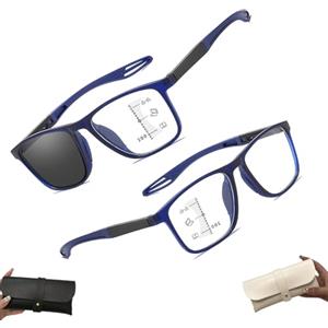 WRYHAUL Occhiali da Presbiopia Bifocali Progressivi Fotocromatici Intelligenti Sportivi,Occhiali da Lettura Anti-luce Blu alla Moda,Occhiali da Lettura Bifocali Portatili Ultraleggeri (2pz-D, +150)