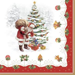 EASY LIFE Set Nostalgic Christmas - 20 Tovaglioli di Carta 33x33cm con Illustrazione di Babbo Natale
