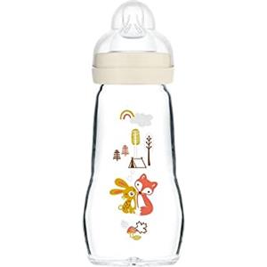 Mam - Biberon in Vetro, 0+ Mesi, Flusso Tipo 2, 260 ml, Modelli / Colori assortiti, 1 Pezzo