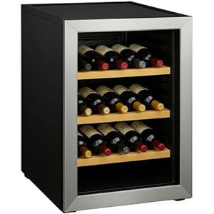 Générique Cantinetta per vino in acciaio inox di alta qualità - 25 o 32 bottiglie - Ripiani in legno, temperatura regolabile 6-14°C - Design elegante per uso domestico o professionale (25 bottiglie)