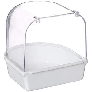 Generic Animale Domestico Uccello Pappagallo Box Bagno Vasca da Bagno Trasparente Vasca Doccia Box Appeso Uccello Bagno Gabbia per Uccello Pappagallo Bianco