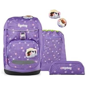 ergobag flex Set zaino per la scuola ergonomico, leggero, 23 litri, per bambine e bambini PonyBearadise - Lavanda