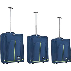 PROVITERA Set 3 Valigie Morbide Resistenti, Bagaglio a Mano con Rivestimento Morbido e Maniglia Telescopica, Valigia Trolley Resistente da Viaggio Morbida con Ruote Coveri Viale Morin (Blu e Verde)
