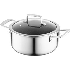 FLORINA ARISTO pentola in acciaio inox da 24 cm e 4,5 l con coperchio in vetro | Per piani cottura a induzione, a gas, elettrici | Con effetto nido d'ape | Puoi cuocerlo in forno | Durevole e solido