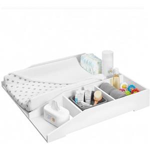 Baroni Home Fasciatoio da Appoggio Bianco, Mobile Cambio Neonato con 4 Scomparti, in Plastic Wood, Organizzatore per Bambini, Montaggio Facile, 80x74,5x126 cm