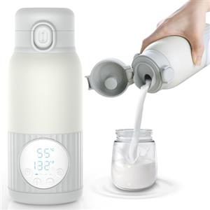 APZOKI Scaldabiberon portatile per bambini in viaggio, batteria da 380 ml, per latte materno, acqua 10000 mAh, riscaldamento rapido, controllo preciso della temperatura 100W lunga durata della (Grigio-verde)