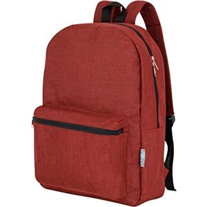 Baroni Home Zaino a Spalla Foderato con Braccioli Regolabili e Manico, Borsa Unisex da Viaggio, Scuola, Vacanza Capiente con Tasca Frontale, 20L,10X46X39 cm, Rosso