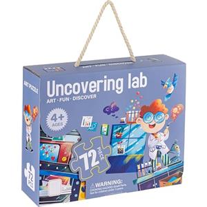 Baroni Toys Puzzle per Bambini, Gioco Educativo e Divertente in Cartone per Bambini 4+, Puzzle da 72 Pezzi, Idea Regalo, 90x60 cm, Laboratorio