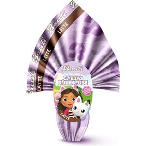 Generico BauIi Uovo GABBY Cioccolato al Latte 150g con Sorpresa - Uovo di Pasqua per Bambini con Gadget Ispirato alla Serie GABBY - Cioccolato al Latte Finissimo