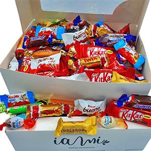 IAMI Assortimento di Mini Cioccolate | Scatola Gourmet Cioccolatini I Versioni Miniature di Kit Kat, Toblerone, Kinder Bueno, Twix, Snickers, Kinder Cioccolato, Schoko-bons. [IAMI]
