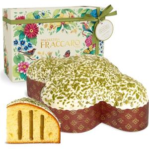 Pasticceria Fraccaro 1932 Colomba al Pistacchio Artigianale, 750gr - Pasticceria Fraccaro 1932, Farcita con Crema al Pistacchio, Glassata con Cioccolato Bianco e Scagliette, Impasto con Lievito Madre - Linea Gift Box