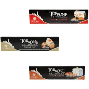 Licanìas Licanias - Torrone sardo morbido, prodotto artigianale, senza glutine, senza zuccheri aggiunti, 1 miele e mandorle, 1 miele e nocciole, 1 miele e noci, pack 3x200 grammi cad.