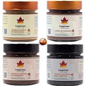 Generico LangaZone Crema Spalmabile con Nocciole Piemonte I.G.P. delle Langhe, Crema di Nocciole 100% Italiane, Crema Nocciole 100% Artigianale, Crema 100% Nocciole Alta Qualità (Box experience 4 gusti)