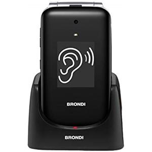 Brondi Chi Parla BRONDI Amico Supervoice, unlocked, 0.03 GB, Telefono cellulare GSM per anziani con tasti grandi, tasto SOS e funzione controllo remoto, dual SIM, volume alto ed amplificato, Nero