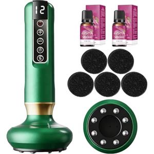 Generico Massaggiatore Anticellulite Vacuum, Dispositivo Elettrico Cupping con 12 Livelli di Aspirazione e Funzione Riscaldante, Massaggiatore Portatile Anti Cellulite USB-C per Casa e Viaggi (Green)