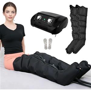 FahQuintuple Pressoterapia per Casa Gambe e Addome e Braccia - 6 Camere Massaggiatore Compressione d'Aria - Linfodrenaggio Professionale Anticellulite, Rilassamento Muscolare (Black, 2legs)