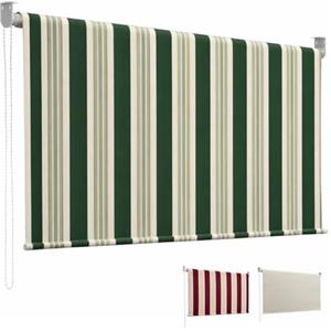 Paluplus Tenda da Sole a Caduta con Catenella, Misura 200x300 cm, Senza Cassone con aggancio al Soffitto, Telo Resistente 280 g/m², per Balcone e Terrazzo -3120F -3,4 (Rigato Verde)