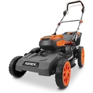 FUXTEC - Tagliaerba a batteria trazionato 40V E2RM46PROSET - Motore brushless 1200W - Larghezza taglio 46cm - Trazione regolabile - Taglio 10 livelli 25-100mm - Kit 2 batterie 5Ah
