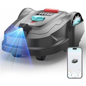 YARDCARE M800Plus Robot Tagliaerba senza filo Perimetrale, GPS, fino a 800 m²,Visione AI, Taglio a U,Riconoscimento Intelligente Ostacoli,Controllo APP（Nero e rosso）