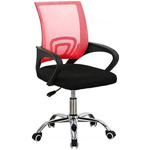 BAKAJI Poltrona Sedia Presidenziale Ufficio Girevole con Schienale Ergonomico in Tessuto Traspirante Rosso