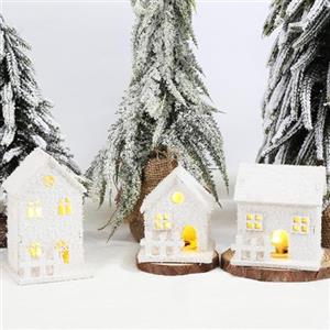 Duroecsain 3 Pezzi Villaggio Natalizio Legno LED, Villaggio di Natale Luminoso Miniature, Casette di Neve Bianco, Decorazioni Natalizie con Luci, Decorazione Natalizia Addobbi Natalizi Casa Tavolo Paese Inverno
