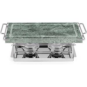 Home Pietra Ollare Rettangolare con Base, 37x19 cm, Acciaio/Verde