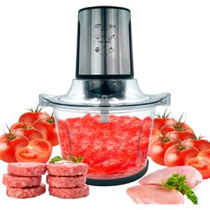 MAKA change your life quality MAKA Tritatutto da Cucina Elettrico Ciotola in Vetro 1.5 Litri Tritacarne Passapomodoro 4 Lame Acciaio Inox 400W Frullatore Piedini Antiscivolo 2 Velocità Ciotola senza BPA Passaverdure Passata
