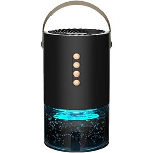 Kouamor 1300 ml, deumidificatore elettrico piccolo, timer a tre livelli, regolazione dell'illuminazione ambientale, arresto automatico in piena acqua, per appartamento bagno, cantina (nero)