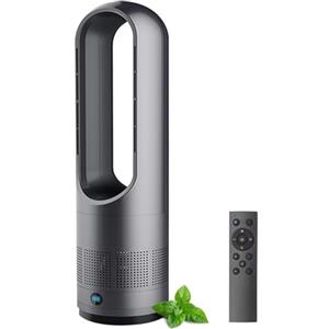 Generic Ventilatore a torre senza pale con telecomando, oscillante da 45,7 cm, inclinabile a 80°, display a LED, 8 velocità, timer 8 ore, purificatore di circolazione dell'aria per interni, casa e ufficio