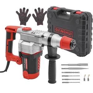 RibasuBB Martello Demolitore Martello Pneumatico, Trapano a percussione, 50 Hz, 0-930 giri/min, martello demolitore, 2200 W, martello elettrico, trapano a percussione con valigetta