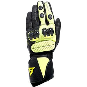 DAINESE - Impeto D-Dry Gloves, Guanti da Moto Impermeabili in Pelle con Protezioni sulle Nocche e Compatibilità Touch Screen, Guanti Moto Unisex, da Uomo o Donna, Nero/Giallo Fluo, XL