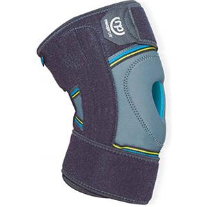 PRIM NEOPRAIR | Ginocchiera avvolgente | Ruota aperta | Dolore articolare/borsite/tendinite | Neoprene anspirabile | Uso sportivo | Taglia unica | Colore grigio e blu