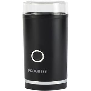 Progress Macinacaffè e spezie - Macinacaffè elettrico per chicchi di caffè, funzionamento One Touch, lama in acciaio inossidabile, coperchio trasparente, capacità 70 g, noci e semi, 180 W