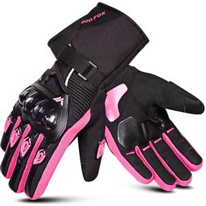 WESTWOOD FOX Guanti da moto invernali per uomo e donna, guanti da moto impermeabili, touchscreen, leggeri, guanti da guida con protezione calda per BMX, ATV, UTV, mountain bike (ROSA, L)