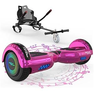 MEGA MOTION Hoverboards con Hoverkart per Bambini, Hoverboards a due Ruote da 6,5 Pollici con Altoparlante Bluetooth, con Luci a LED, Regalo per Bambini e Adolescenti