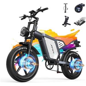 JANSNO Bicicletta elettrica per adulti X60, doppio motore senza spazzole, bicicletta elettrica 48V 23Ah, freni idraulici anteriori e posteriori, sistema di trasmissione a 7 velocità