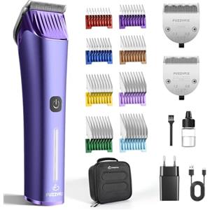 FuzzyFix Tosatrice per cani professionale con lama di ricambio, kit per la toelettatura degli animali domestici senza fili con lama regolabile 5 in 1, rifinitore ricaricabile a 2 velocità