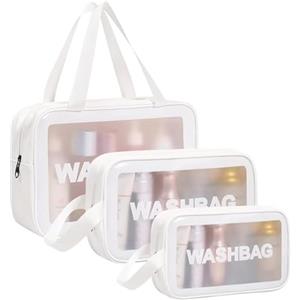 Aucuu 3 Pezzi, Borse Da Toilette Trasparente, Beauty Case in PVC, Trousse da Viaggio Impermeabile, per Cosmetici e Trucco, Portatile per Bagno, Piscina, Aereo
