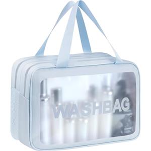 Aucuu Borse Da Toilette Trasparente, Beauty Case Trasparente, PVC Trousse da Viaggio Impermeabile, Borsa Cosmetici da Viaggio, Cosmetici Trucco Portatile per Bagno, Piscina, Aereo