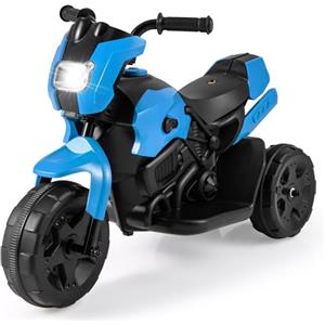 COSTWAY 6V Moto Elettrica per Bambini, Moto a 3 Ruote con Fari LED, Pedale a Piedi, Veicolo Elettrico a Batteria per Bambini 37-72 Mesi (Blu)