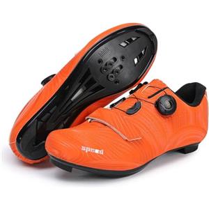 Treer Scarpe Ciclismo Strada con SPD Blocco Pedale, Scarpe Ciclismo Strada Uomo, Unisex Uomo Donna Equitazione MTB Road SPD da Ciclismo da Bici 36 EU -47 EU (Arancione,42)