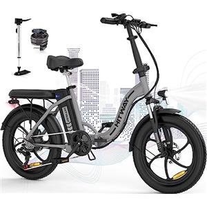 HITWAY Bicicletta Elettrica Pieghevole 20/' Fat Tire Bici Elettrica Mountain Bike Adulto,Batteria 36V/11,2 Ah,250W Motore,Shimano 7 Velocità,Autonomia 35-90km,City Uomo Donna, New-Legal-Argento