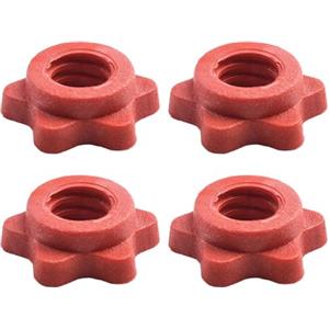 Eawfgtuw Confezione da 4 chiusure a disco per bilancieri e manubri standard da 25 mm, a sgancio rapido, con design a vite per un sollevamento sicuro, clip in plastica rossa per palestra