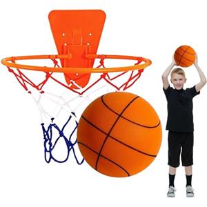 Qidures Set Di Canestro Da Basket Silenzioso E Canestro, 18cm Canestro Da Basket In Schiuma, Silent Basketball And Hoop Set, Quiet Soft Foam Basketball Dribbling No Noise