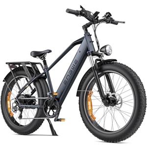 ENGWE E26 Bici Elettrica per Uomo Donna, 26x4.0 Pneumatico Grasso, 250W 48V 16Ah Bicicletta Elettrica - Autonomia Fino a 140KM, Cambio a 7 Velocità, Doppia Sospensione (High-Step, Grigio galassia)