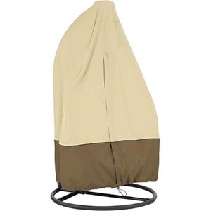 FANSU Copri Sedie per Sedia a Dondolo Sospesa, Copertura Sedie Giardino Esterno con Coulisse, 210D Oxford-Tessuto Impermeabile Anti-UV Telo Protettivo per Balcone Patio (115x190cm,Beige Cachi)